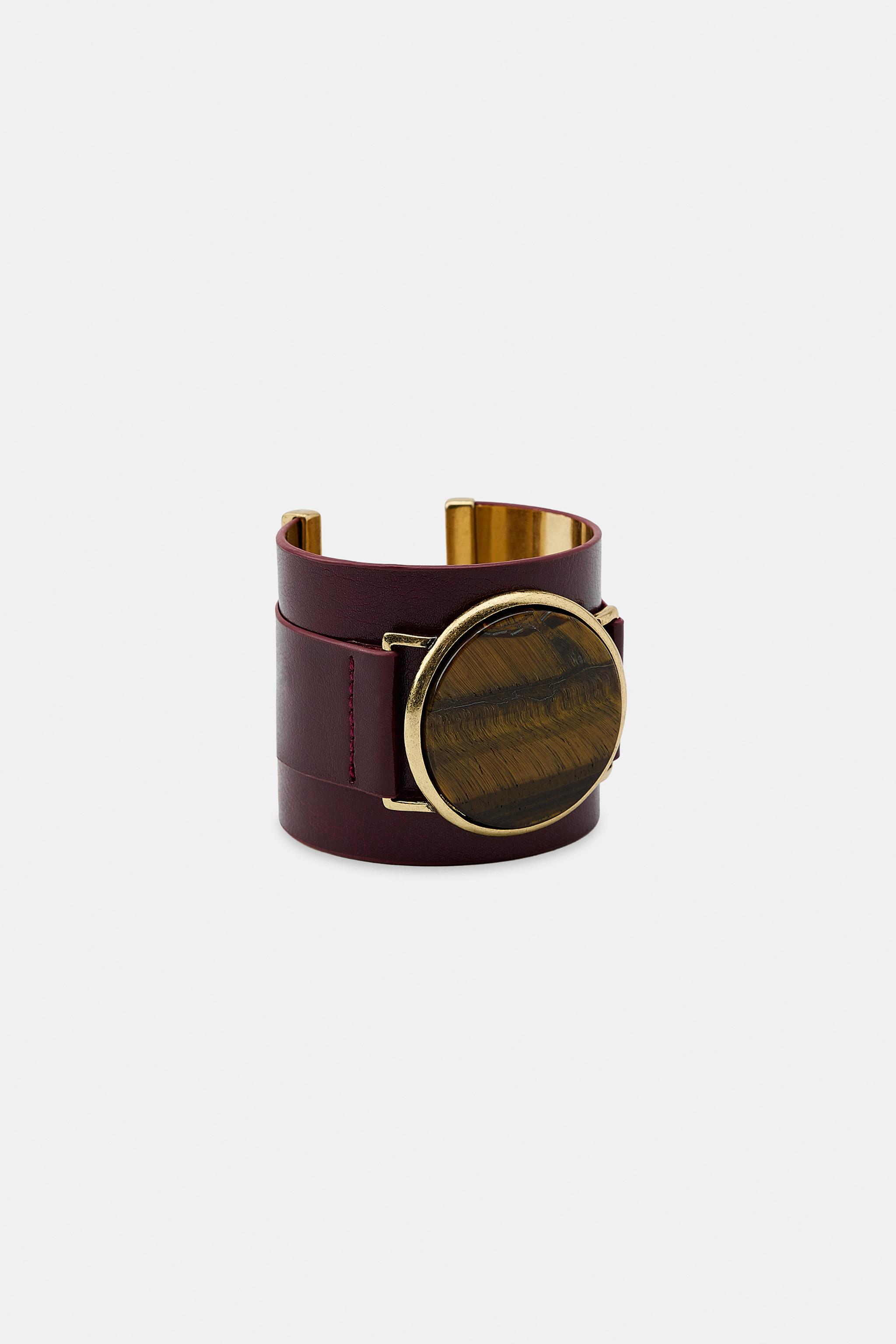 MAXI RIGID LEATHER STONE BRACELET